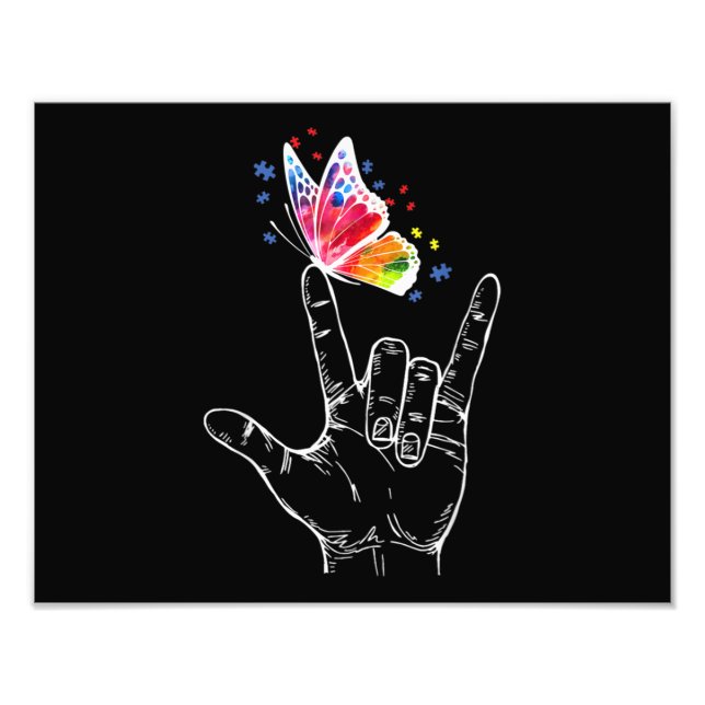 Ich Liebe, du hängst Gebärdensprache-Butterfly-Aut Fotodruck (Vorne)