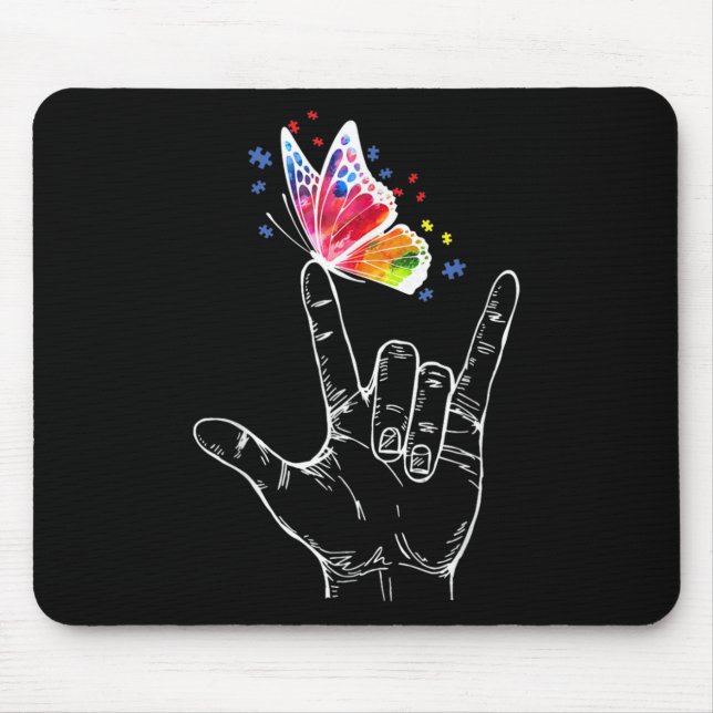 Ich Liebe, du hängst Gebärdensprache-Butterfly-Aut Mousepad (Vorne)