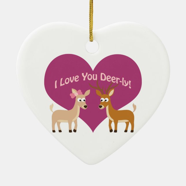 Ich Liebe du Hirsch! Keramik Ornament (Hinten)