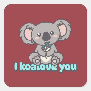 Ich Liebe, du Koala Bärenpuff Quadratischer Aufkleber
