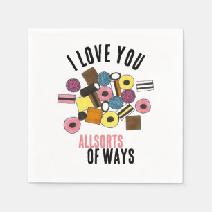 Ich Liebe, du lizensierst Allsorts Valentintagskuc Serviette