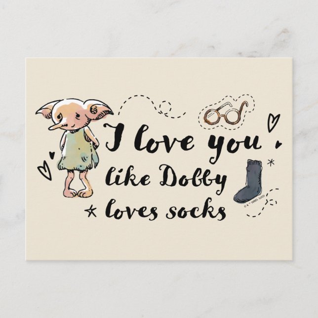 Ich Liebe, du magst Dobby Lieben Socken Postkarte (Vorderseite)