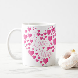 Ich Liebe, du rosa Herzen Kaffeetasse