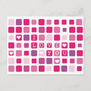 Ich Liebe du rosa Mosaikkarte Postkarte