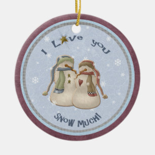 Ich Liebe, du SCHNEESST viel! Snow Couple-Ornament Keramik Ornament
