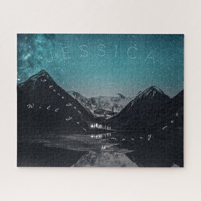 Ich Liebe, du wirst mich heiraten? Berge am See (Horizontal)