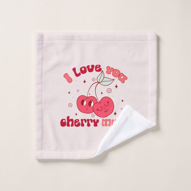 Ich Liebe, du würst viel | Niedlich & Punny Cherry Badhandtuch Set (Waschlappen)