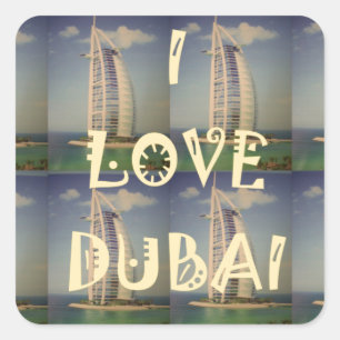 Ich liebe Dubai Quadratischer Aufkleber