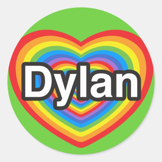Ich Liebe Dylan. Ich Liebe dir Dylan. Herz Runder Aufkleber (Vorderseite)