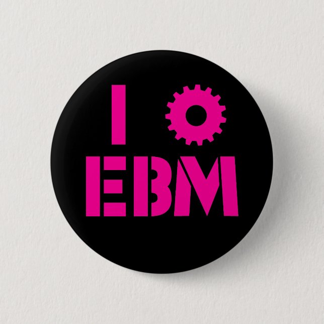 ICH LIEBE EBM Hot Pink Button (Vorderseite)