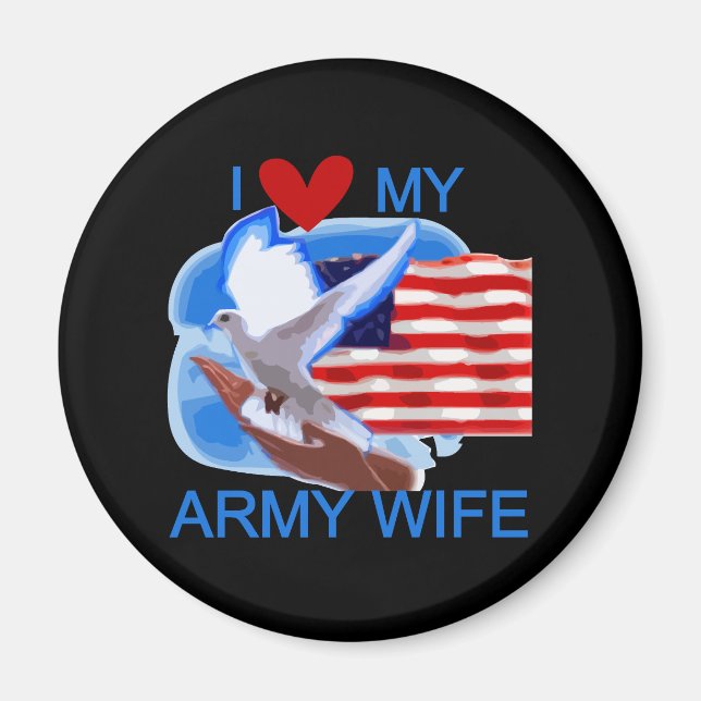 Ich Liebe Ehefrau meiner Armee Tshirts und Geschen Magnet (Vorne)