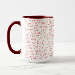 Ich liebe ein Du — Personalisierter Anfangsbuchsta Tasse