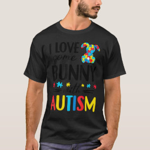 Ich liebe ein Kaninchen mit Autismus-Hase Lustiger T-Shirt