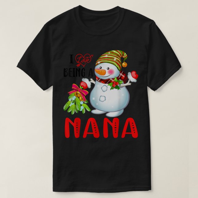 Ich Liebe, ein Nana Xmas Snowman Scarf Weihnachten T-Shirt (Design vorne)