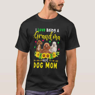 Ich Liebe ein Oma und Hund Mama Poodle Hunde Sun T-Shirt