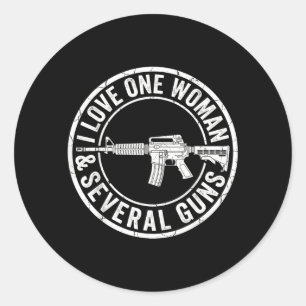 Ich liebe eine Frau mehrere Waffen Ehemann Lustige Runder Aufkleber