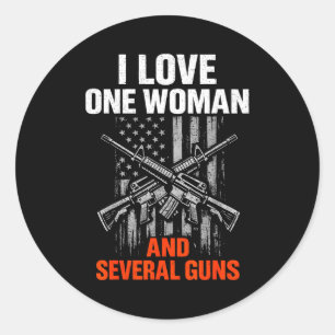 Ich liebe eine Frau mehrere Waffen lustiger Waffen Runder Aufkleber