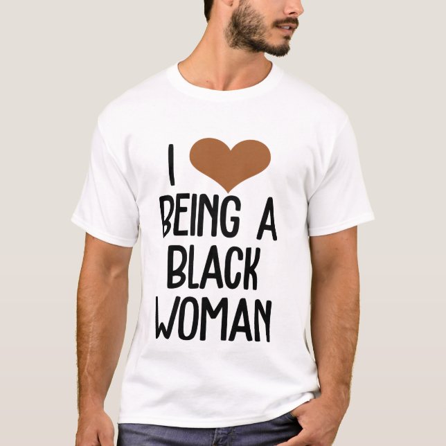 Ich Liebe, eine schwarze Frau Niedlich Brown Heart T-Shirt (Vorderseite)