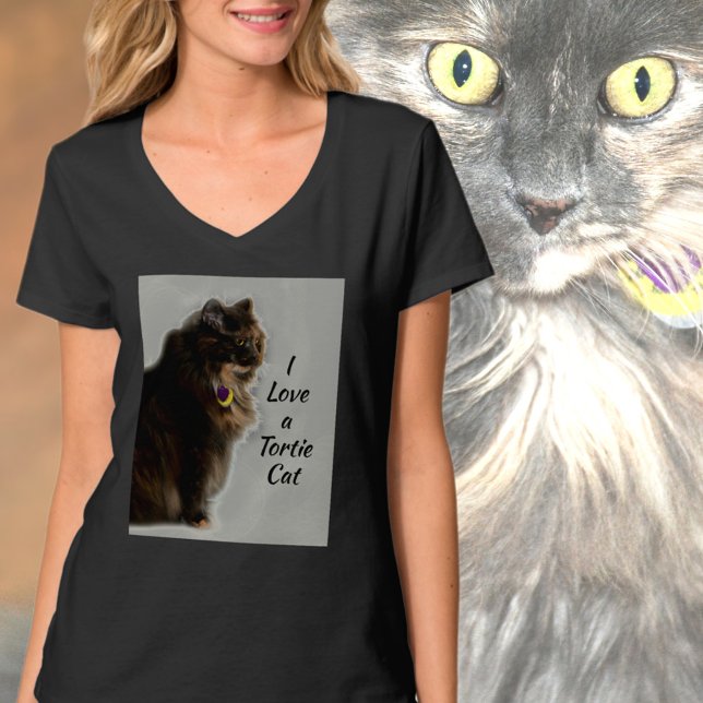 Ich Liebe eine Tortie Cat Feline Fotografie T-Shirt (Von Creator hochgeladen)