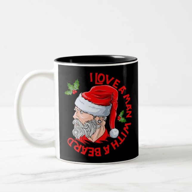 Ich Liebe einen Mann mit Bart Hipster Weihnachtsma Zweifarbige Tasse (Links)