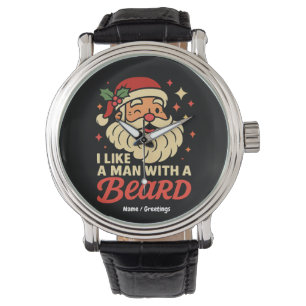 Ich Liebe einen Mann mit Bart Weihnachtsmann lusti Armbanduhr