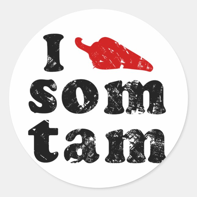 Ich Liebe einige Tam Thai Isaan Laos Ernährung Runder Aufkleber (Vorderseite)