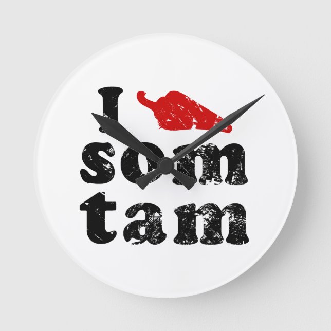 Ich Liebe einige Tam Thai Isai Essen Runde Wanduhr (Vorderseite)