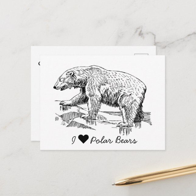 Ich liebe Eisbären Postkarte (Vorderseite/Rückseite Beispiel)