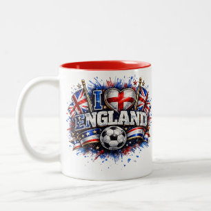 ICH LIEBE England 2026 Fußballfan Zweifarbige Tasse