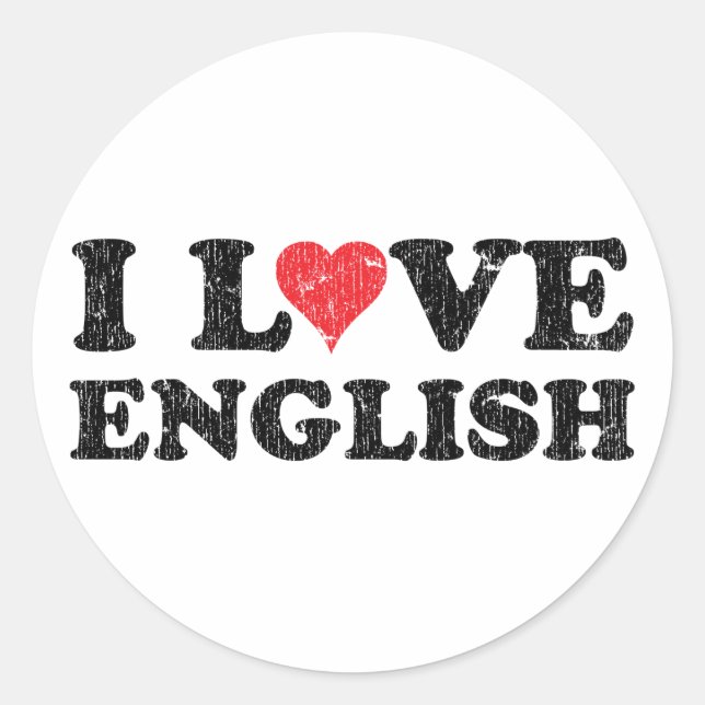 Ich Liebe Englisch Runder Aufkleber (Vorderseite)