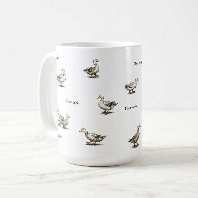 Ich liebe Enten Kaffeetasse (Vorderseite Links)