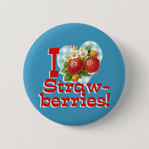 Ich liebe Erdbeeren Button
