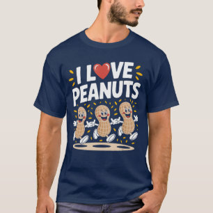 Ich liebe Erdnüsse Lustiges Cartoon-Design retro T-Shirt