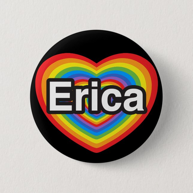 Ich Liebe Erica. Ich Liebe dir Erica. Herz Button (Vorderseite)