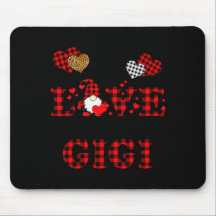 Ich liebe es, ein Gigi-Gnom Rot kariert Herz Valen Mousepad
