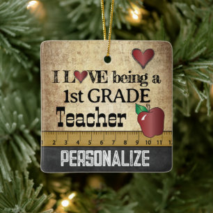 Ich liebe es, eine Lehrerin der 1. Klasse zu sein Keramikornament