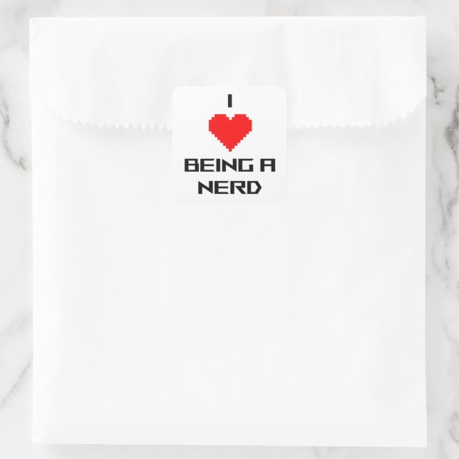Ich liebe es, nerdig zu sein quadratischer aufkleber (Tasche)