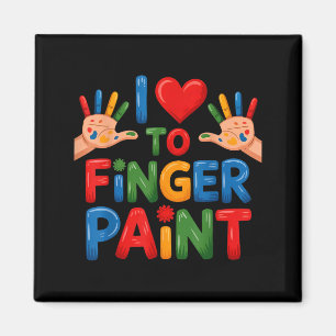 Ich liebe es, Paare Fingerfarbe Kunstlehrer Finger Magnet