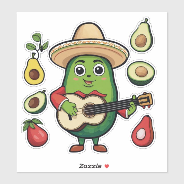 Ich Liebe esse Avocado Aufkleber (Blatt)