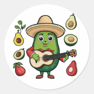 Ich Liebe esse Avocado Runder Aufkleber