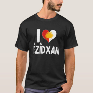 Ich liebe Ezidxan Yezidi Sonnenflagge Herz Yazidi T-Shirt