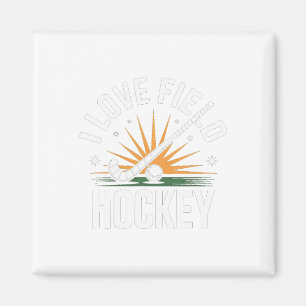 Ich liebe Feldhockey Sunburst Sportgeist  Magnet