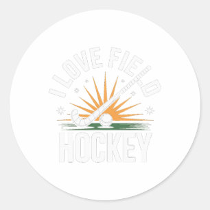 Ich liebe Feldhockey Sunburst Sportgeist  Runder Aufkleber