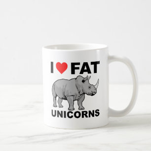 Ich liebe fettes Einhorn Nashorn Lustiger Becher Kaffeetasse