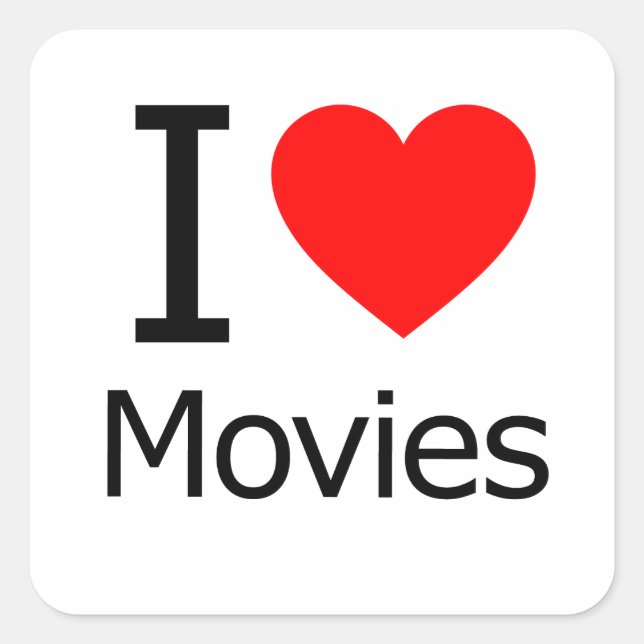 Ich Liebe Filme Quadratischer Aufkleber (Vorderseite)