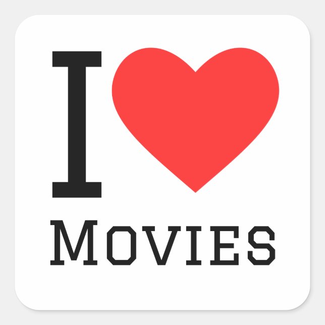 Ich Liebe Filme Quadratischer Aufkleber (Vorderseite)