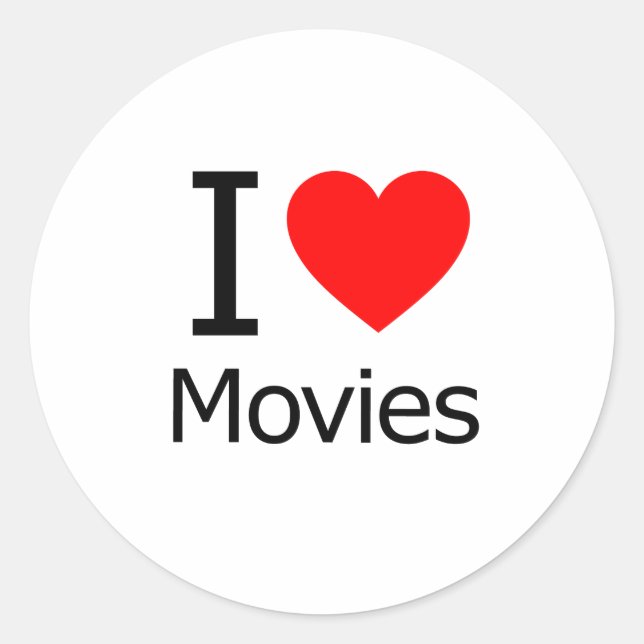 Ich Liebe Filme Runder Aufkleber (Vorderseite)