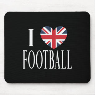 Ich liebe Footll Großbritannien Flagge Herz Fußbal Mousepad