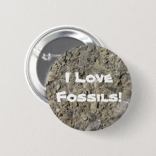 Ich Liebe Fossils! (Fossil Hash Print) Button
