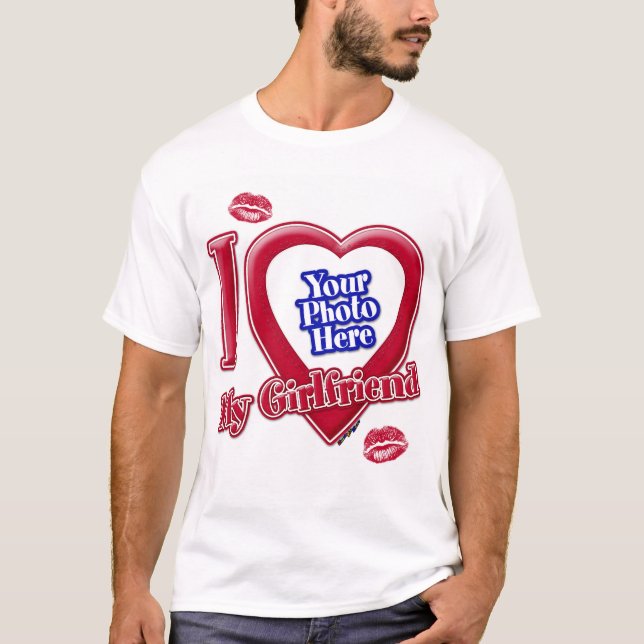 Ich Liebe Foto meiner Freundin Rotes Herz Lippen T-Shirt (Vorderseite)